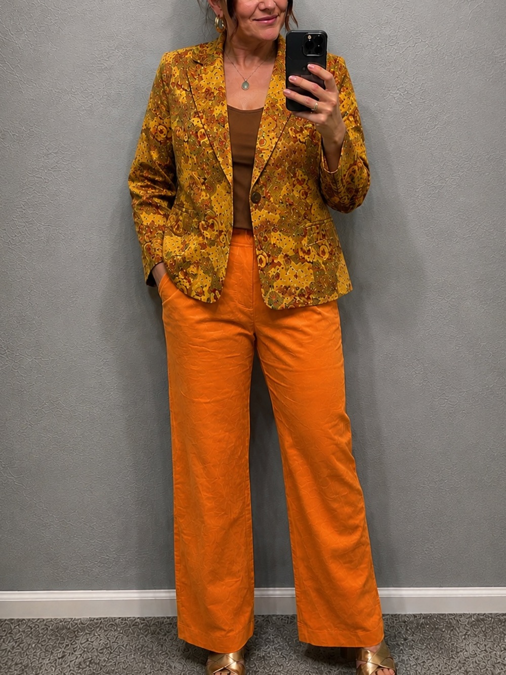 Metrostyle 2 Piece Set Floral Blazer Pants 70s Inspired Suit Size 8